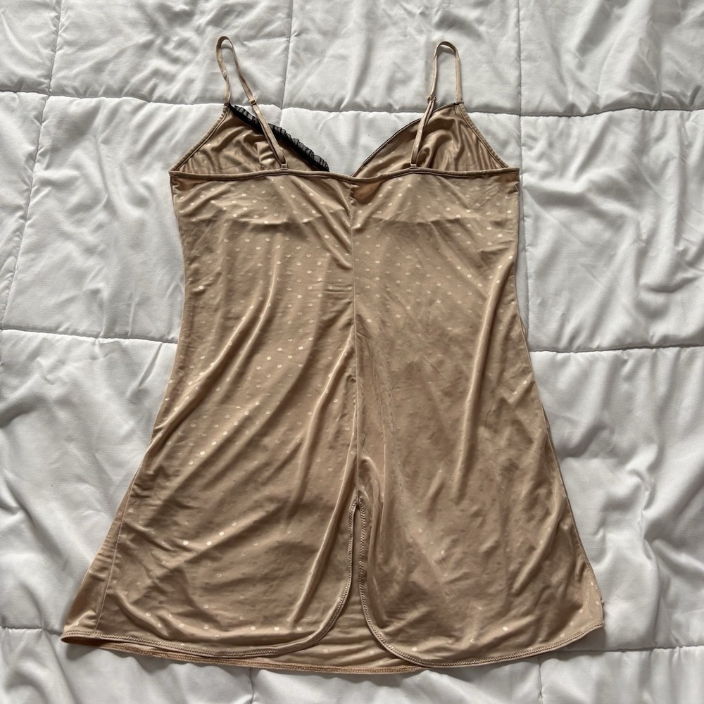 Slip Dress Chemise Womens Beige Polka Dot Coquette Romantic‎ Dainty Feminine - Picture 7 of 7